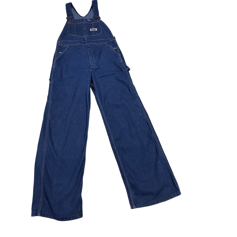 Vintage Big Mac Denim Overalls Mens Dark Wash Workwear Bibs Made in USA 32/29